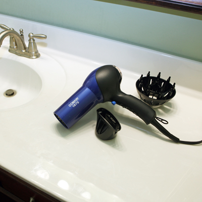 CONAIR® Ion Shine® Ceramic 1875 Styler - Powerful, full-size hair dryer with ceramic heat technology.  Features 2 heat and speed settings, cool shot button, and quiet tone motor.  Includes concentrator and diffuser attachments.